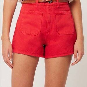 Rollas Women's Red High-Waisted Sailor Shorts